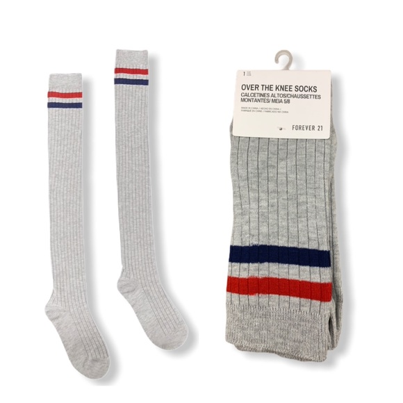 Forever 21 Accessories - Varsity Striped Over The Knee Socks